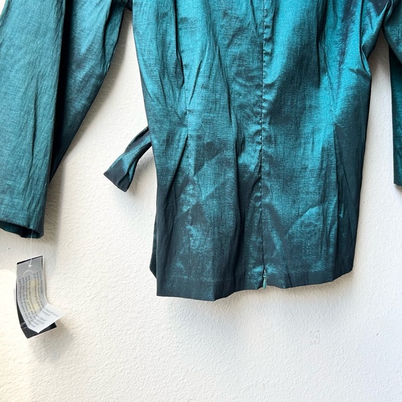 NWT Alex Evenings Green Taffeta Tie Waist Portrait Collar 3/4 Sleeve Top Sz XL - Picture 11 of 16